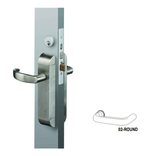 Dual Force Interconnected Deadbolt/Deadlatch Low Profile Trim with Round Handle