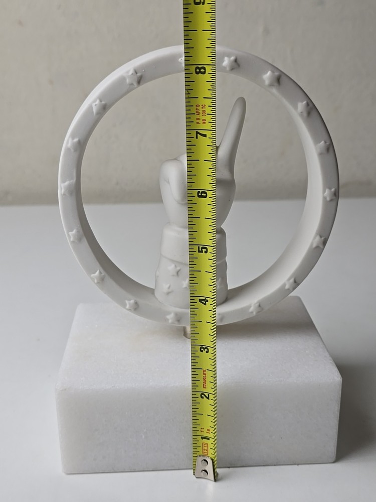 Jonathan Adler White Ceramic & Marble Peace Sign Symbol Bookend Statue