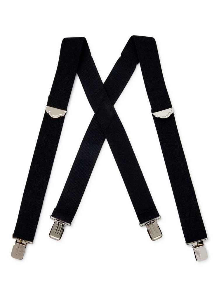 George Men's Adjustable Terry Suspenders, Black, One Size