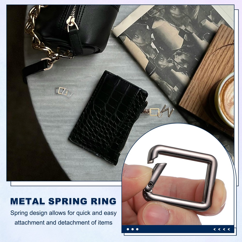 10 Pcs 34mm Square Shaped Spring Snap Keychain Clip for Purses Black