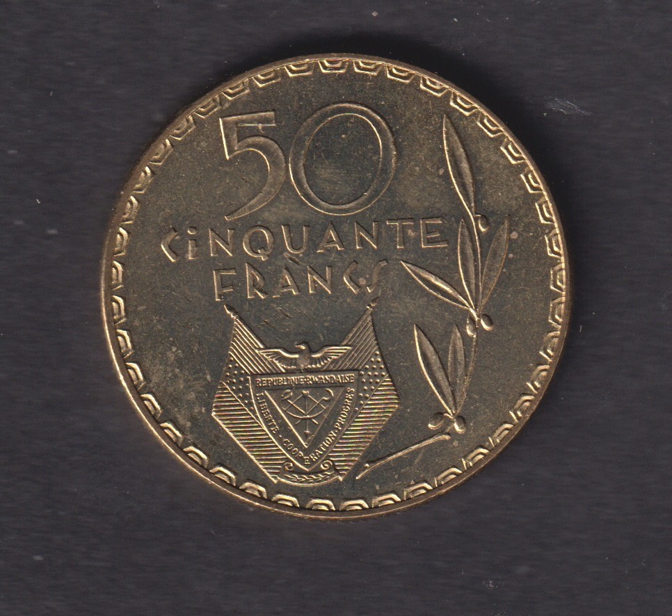 RWANDA - 1977 50 Francs Coin (94)