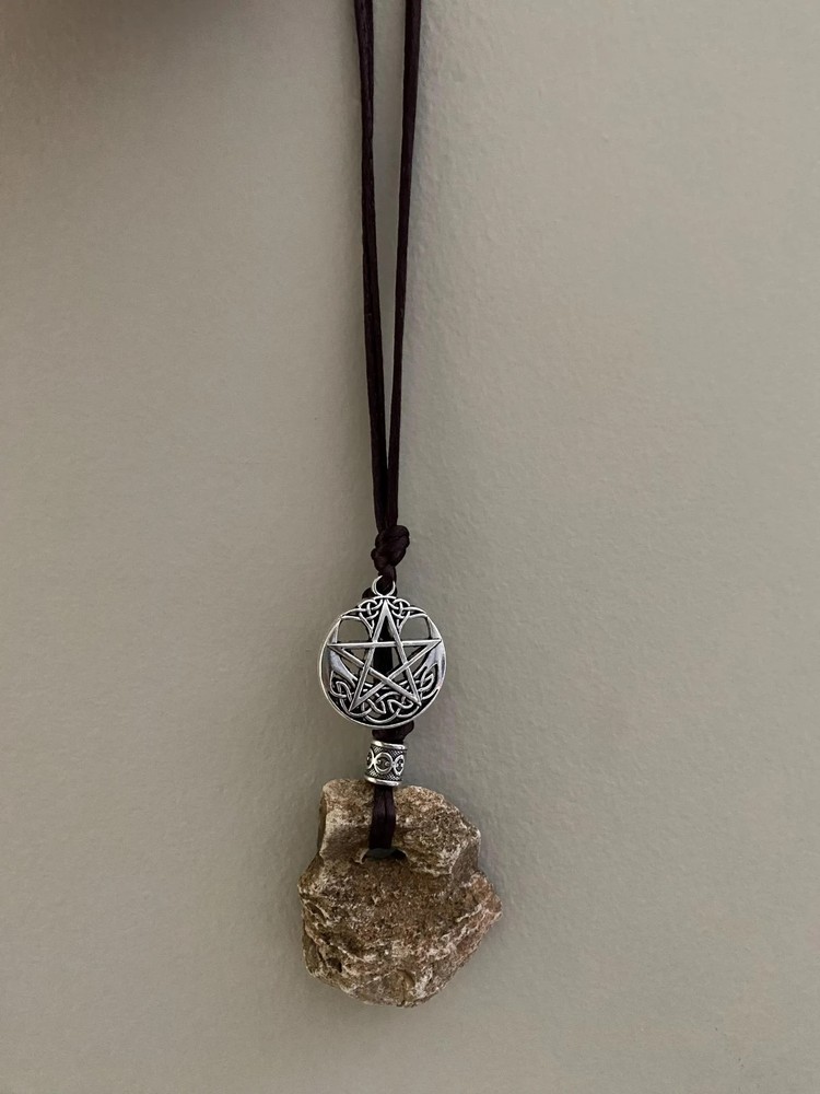 Hag Stone Pentacle Wall Hanging, Protection Amulet
