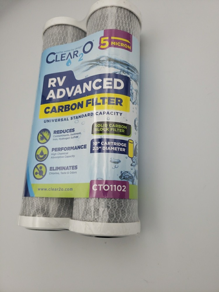 Clear 2O RV ADVANCED 5 MICRON CARBON FILTER CT01102. UNIVERSAL CAPACITY