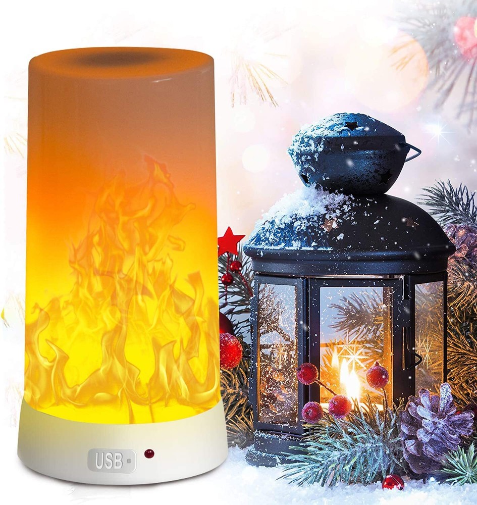 LED Flame Effect Light Flame Lamp 4 Mode USB Rechargeable Fire Light Lantern
