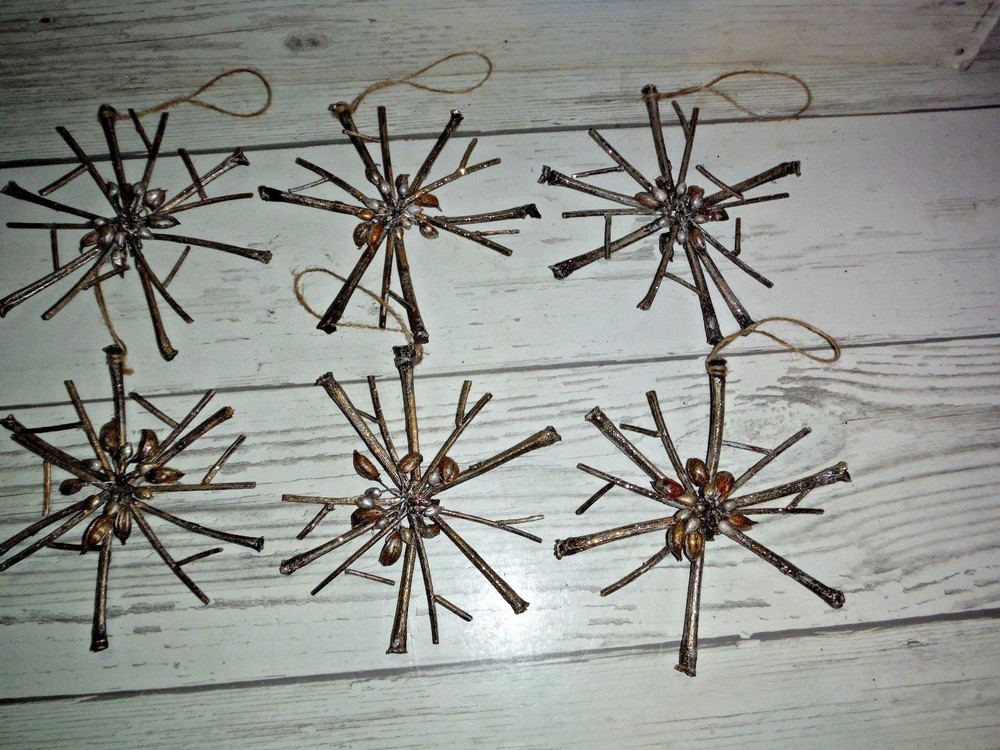 10 Vintage Large Twig Christmas Ornaments