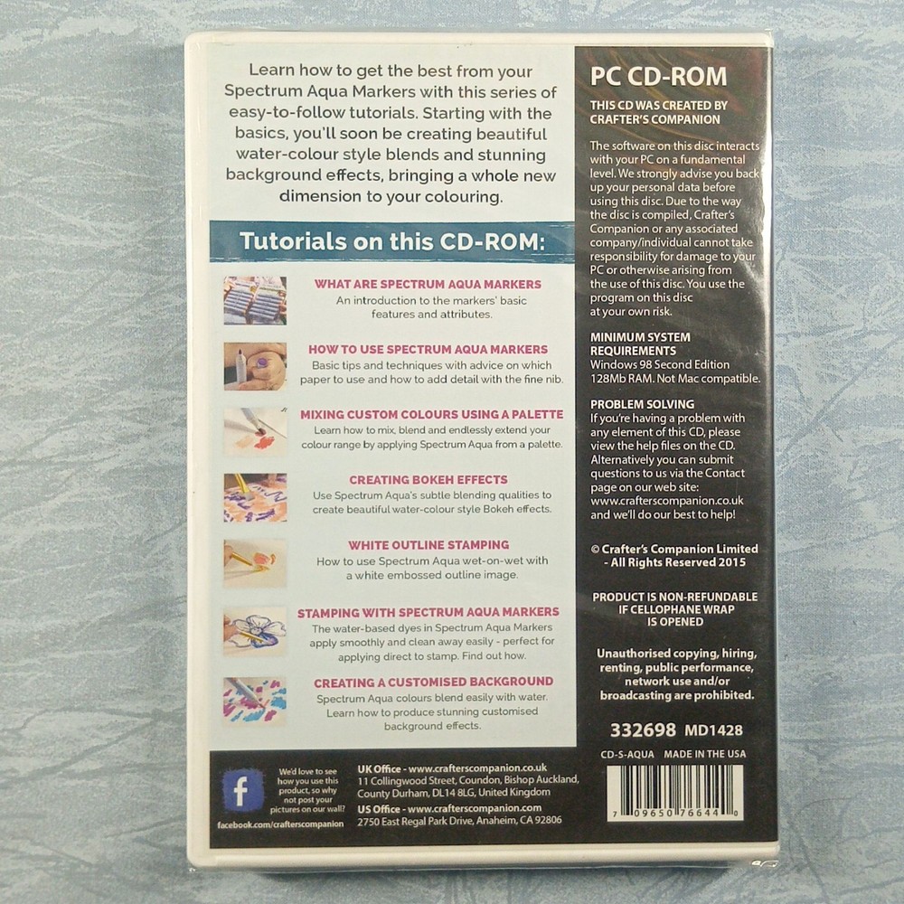 Crafters Companion Spectrum Aqua Video Tutorial PC CD Chivers