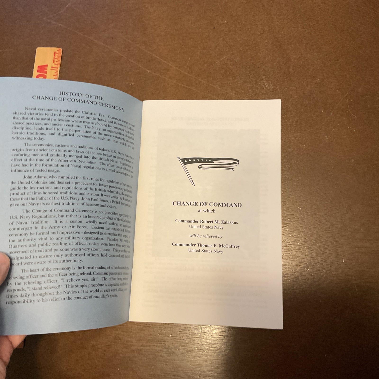 1998 Change of Command Ceremony USS TREPANG SSN 674 Handout Pamphlet Vintage