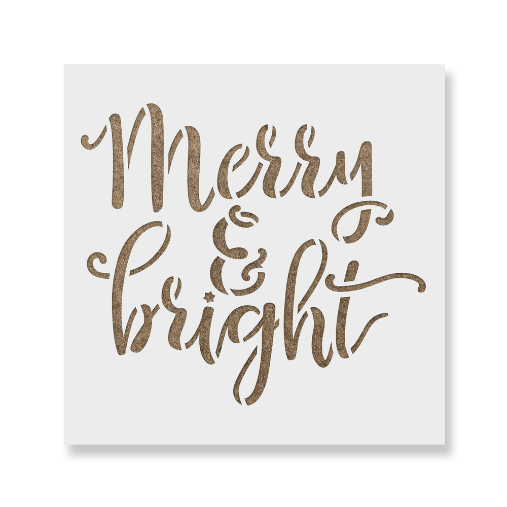 Merry & Bright Stencil - Durable & Reusable Mylar Stencils