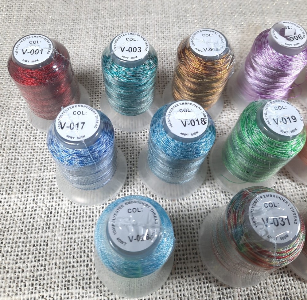 24 Colors Variegated Polyester Embroidery Machine Thread Kit 500M (550Y) Each Sp