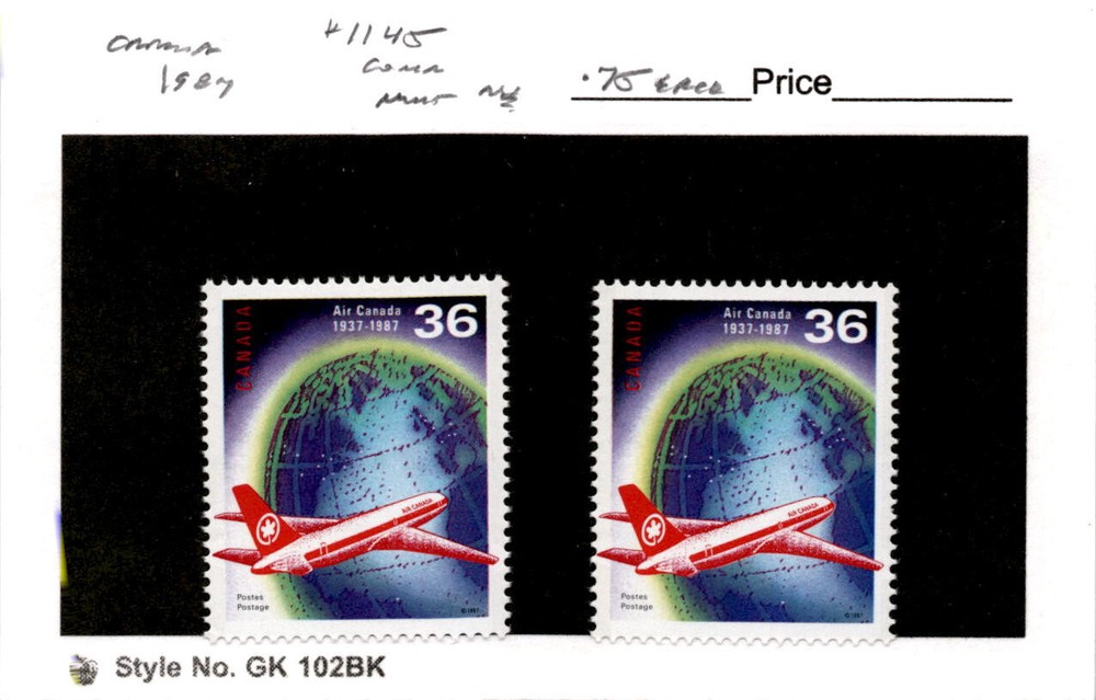 Canada, Postage Stamp, #1145 (2 Ea) Mint NH, 1987 Airplane (AB)