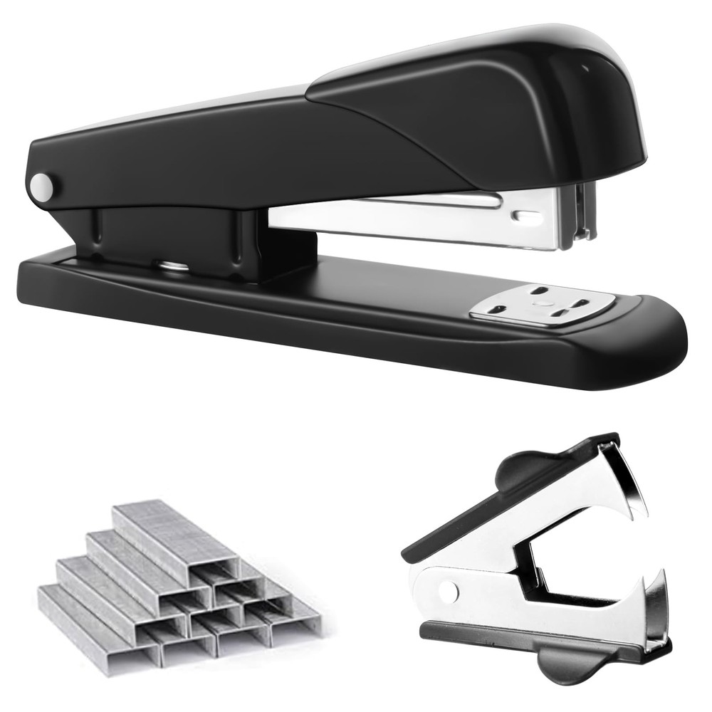 GROLENT Black Modern Office Stapler 25 Sheet Capacity Automatic Includes 1000...