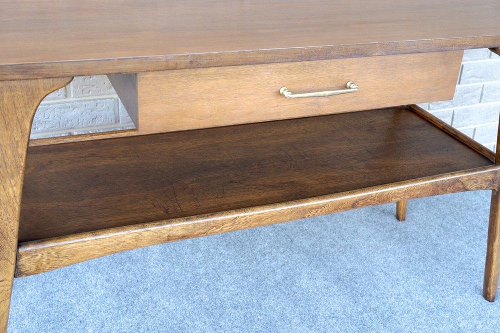 Mid Century Danish Modern Pearsall Style Walnut & Ash Two Tier Console Table