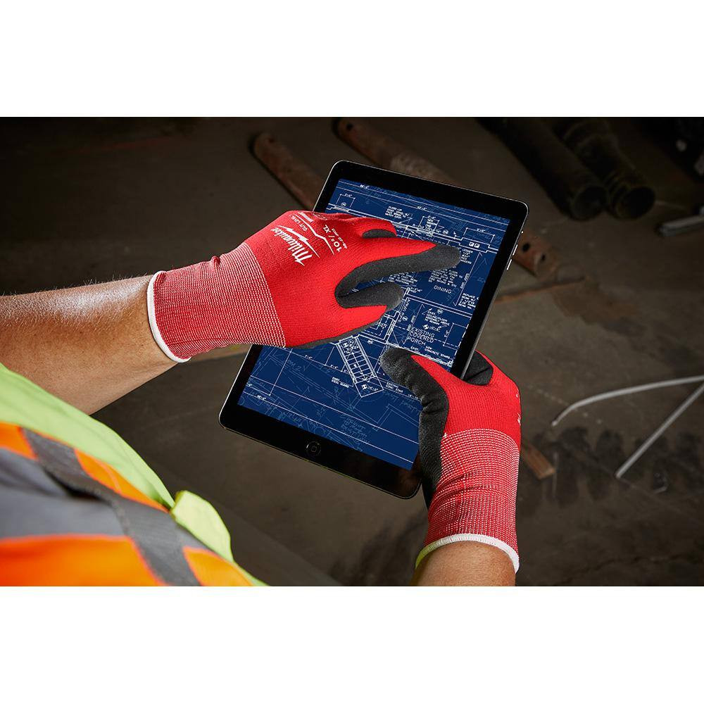 Small Red Nitrile Level 1 Cut Resistant Dipped Work Gloves (3-Pack)