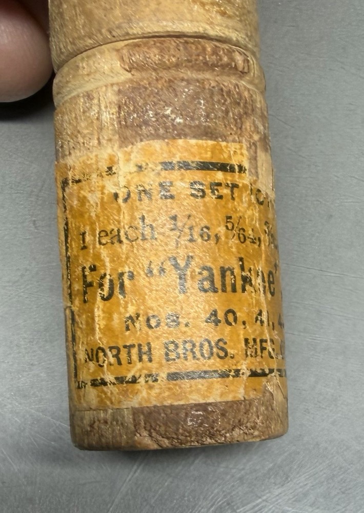 Drill Points for Yankee Automatic Drills Wood Container with Bits Vintage