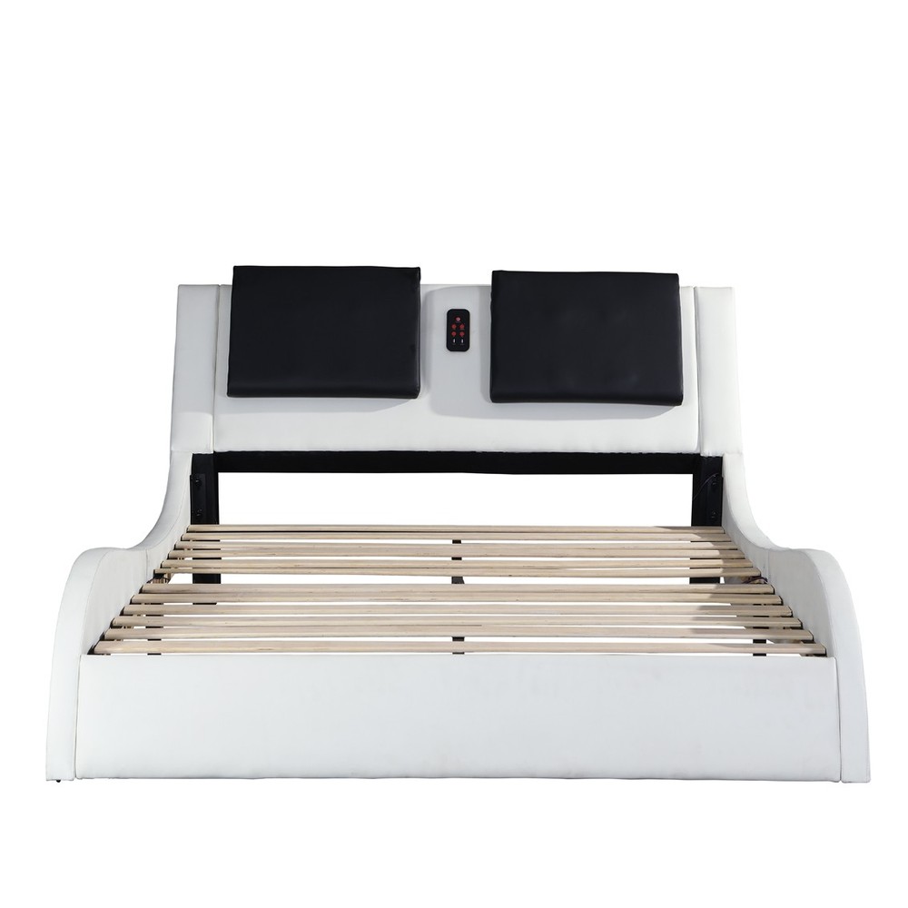 Queen Faux Leather Platform Bed Frame - LED Lighting