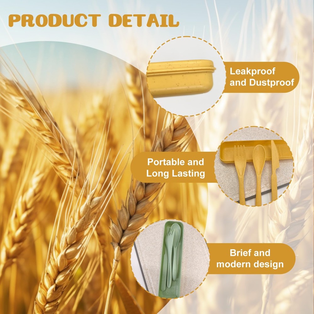 60 Sets Wheat Straw Silverware Set Bulk Wheat Straw Cutlery Lunch Box Accesso...