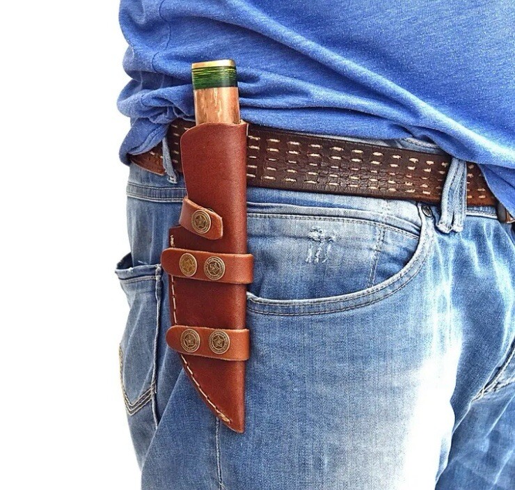 Handmade Fixed Blade Knife Leather Sheath Vertical Scout Carry