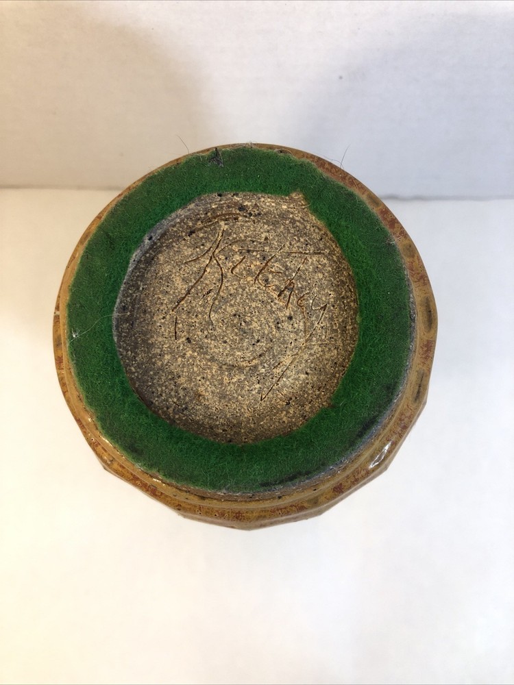 Hand Made Vase Pottery Glazed Stoneware Vintage Signed Studio
