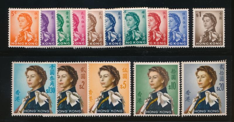 HONG KONG 203-217 MINT NH SHEET QEII SET