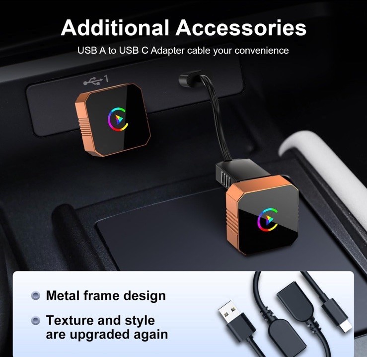 Wireless Carplay Adapter for iPhone,Wired CarPlay to Wireless,Android Auto...