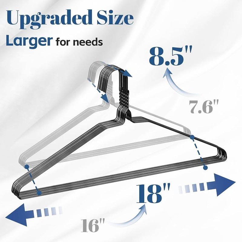 Durable Heavy Duty Metal Wire Hangers Space Saving Scratch Resistant Multi Use