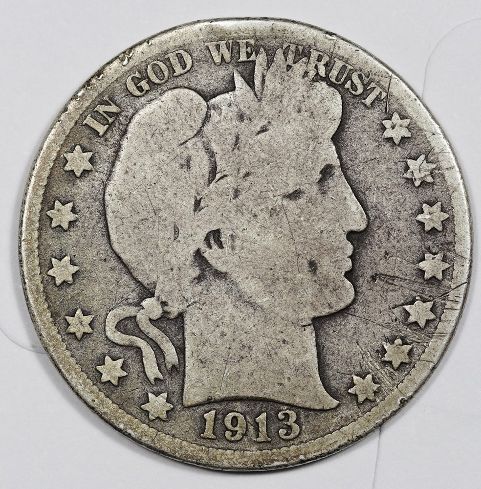 1913-P Barber Half Dollar.  Circulated.  212743