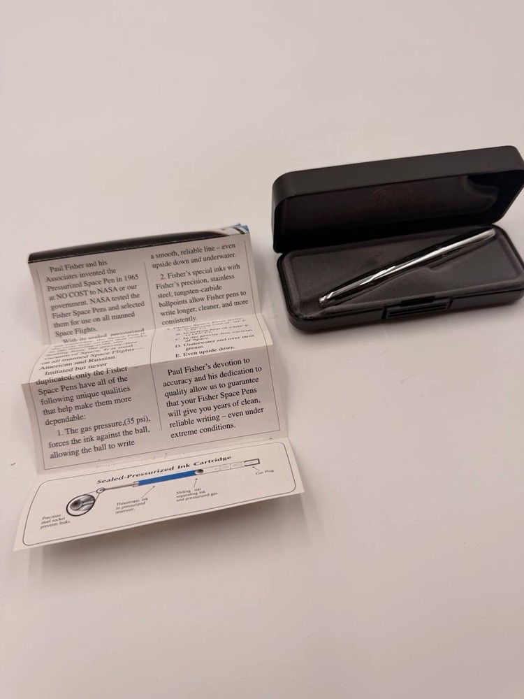 Fisher Space Pen Chrome Bullet Ballpoint Pen w/ Case & Paperwork