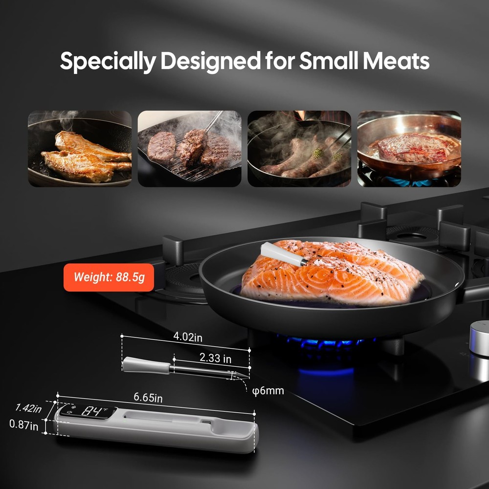 Wireless Meat Thermometer - Bluetooth 1000ft Range, Waterproof, Ideal for BBQ