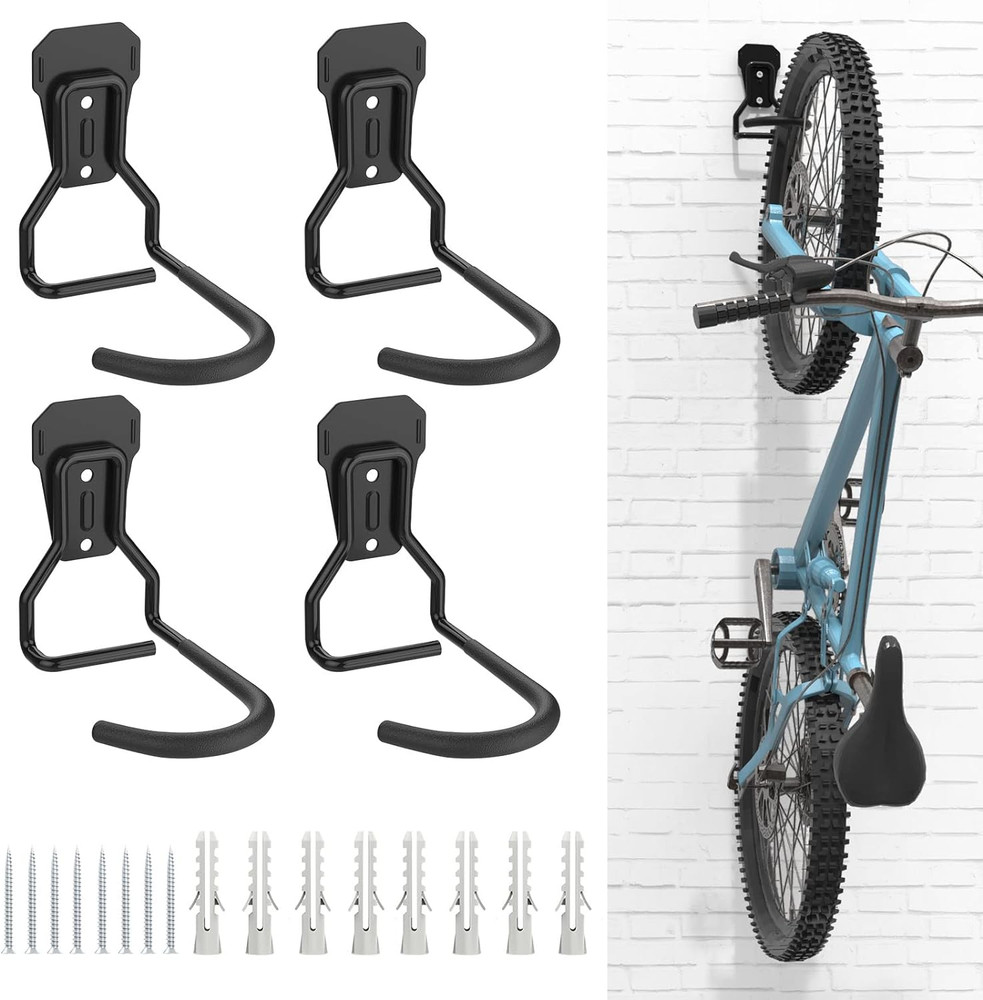 4 Pack Heavy Duty Bike Wall Mount Rack, Vertical Bicycle Storage Hook Hanger for