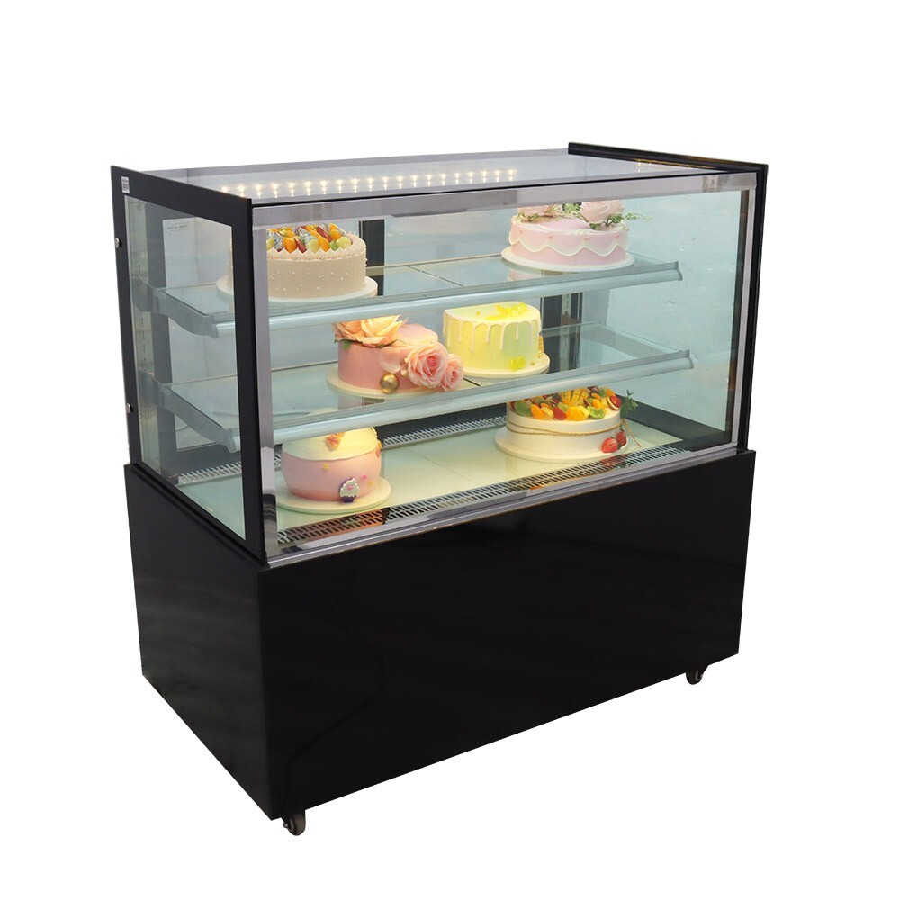 Right Angle Refrigerated Display Case Floor Type Bakery Showcase Adjust Rack220V
