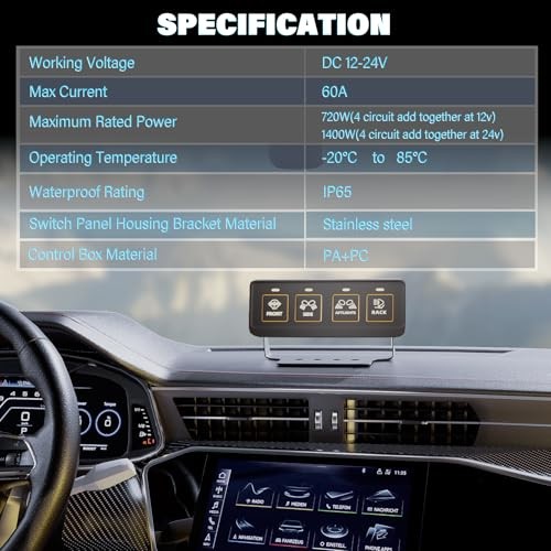 4 Gang Wireless Switch Panel, Waterproof Offroad wireless 4 gang switch panel