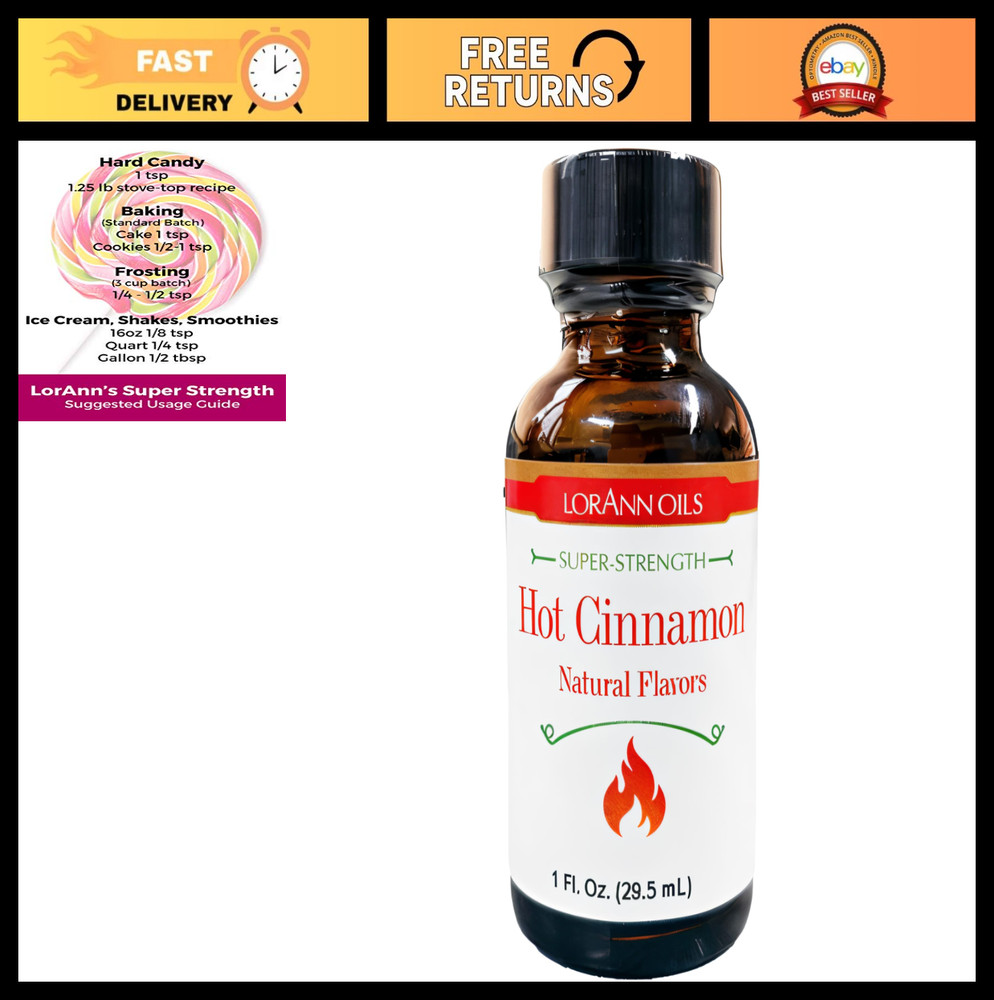 Super Strength Flavoring Oils for Candy Making & Baking - Hot Cinnamon, 1 fl oz