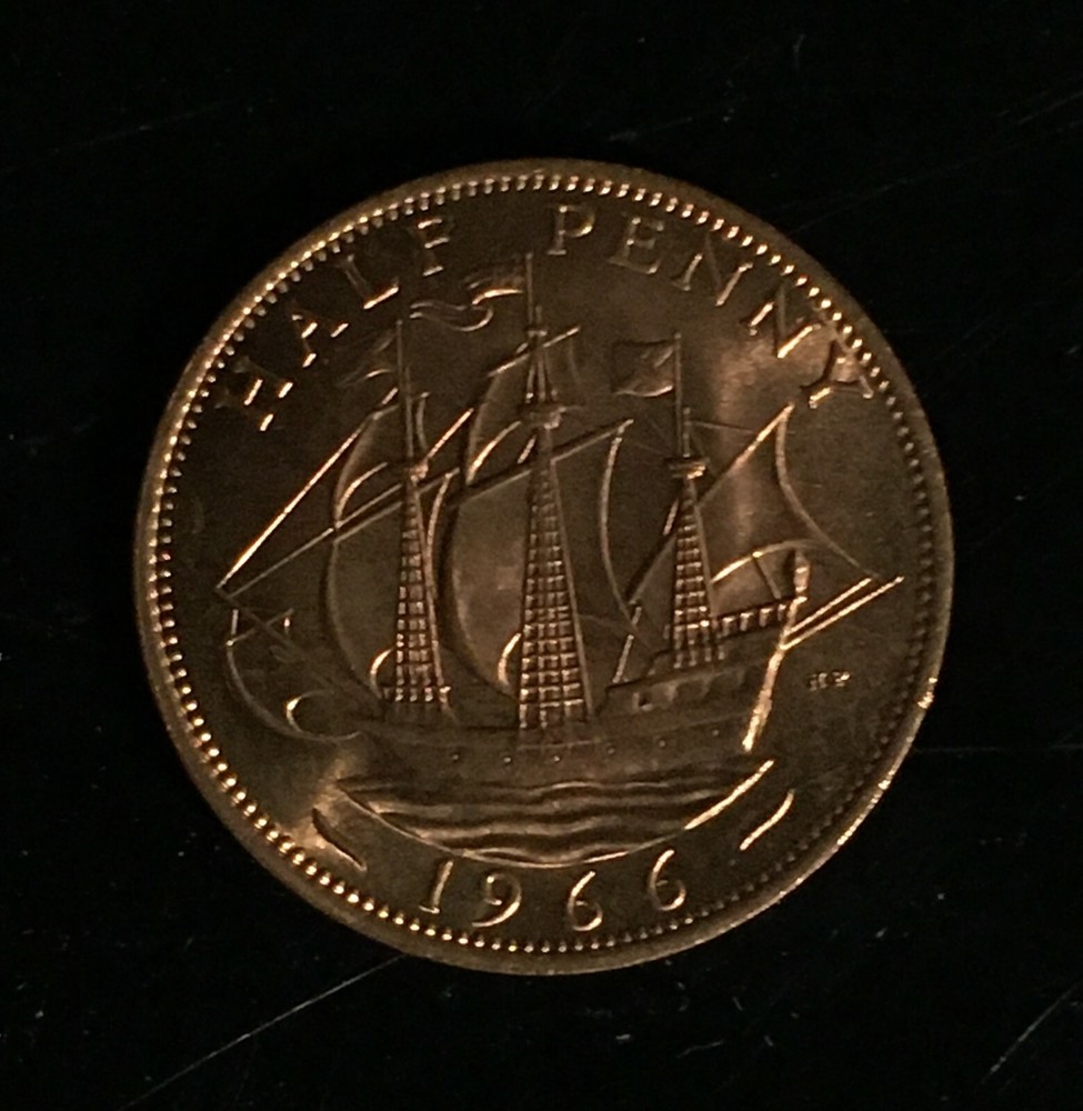 1966 GREAT BRITAIN 1/2 HALF PENNY- 40 count - Great Gift Idea