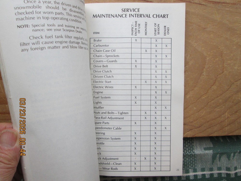 scorpion snowmobile Operator's Manual 1974