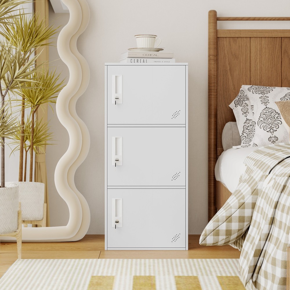 2 Door Vertical Stackable Storage Cabinet with Lock,Anti-Failing Device
