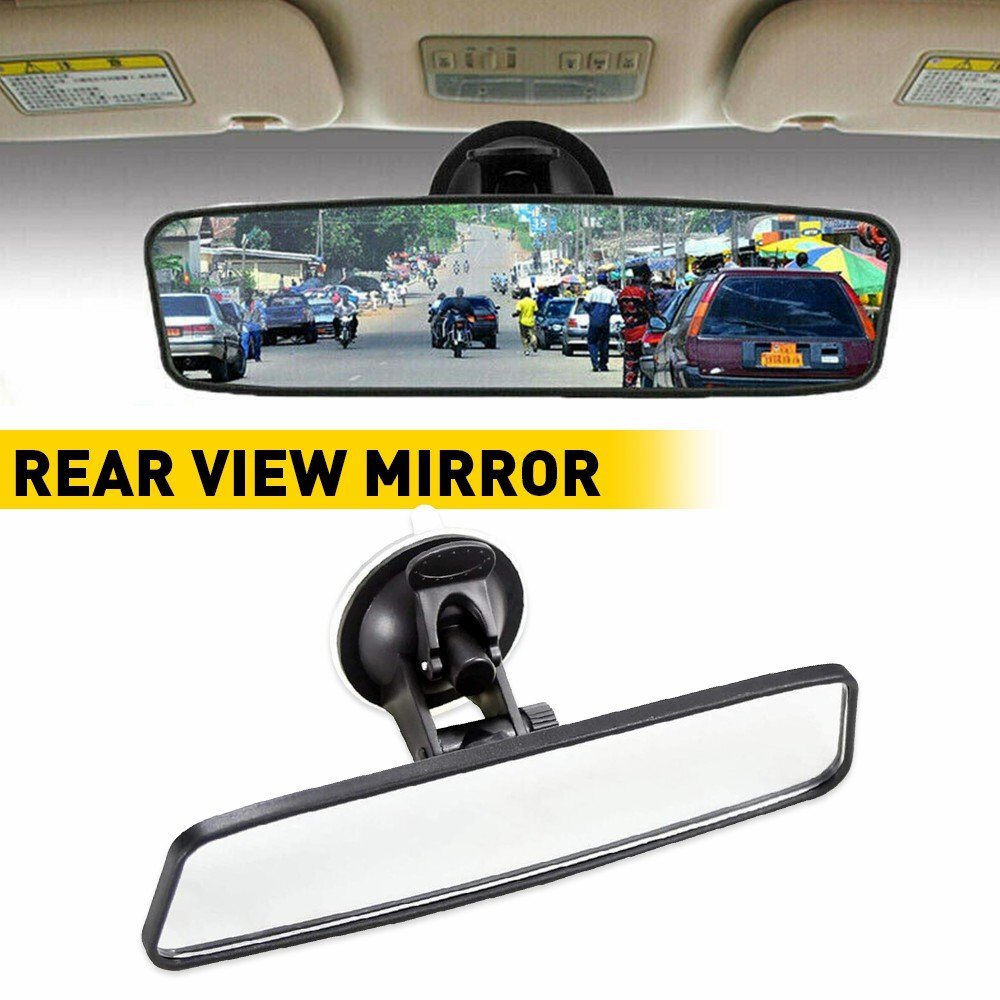 Car Interior Rear View Wide Mirror Flat Suction Cup Universal Angle Adjustable