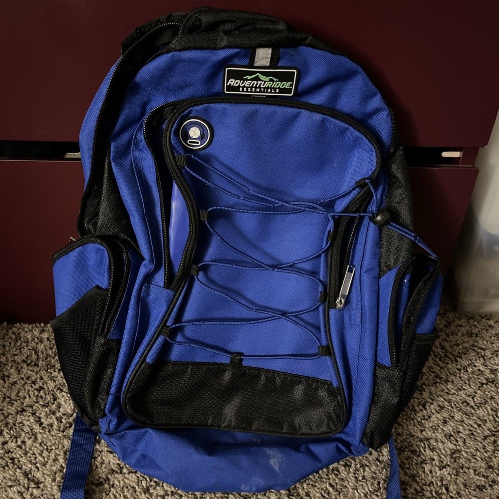 AdventuRidge Backpack Blue Pockets Slots Study School Work Standard Size Used