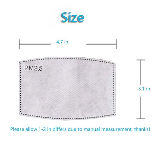 10PCS PM2.5 Adult 5 Layer Activated Carbon Face Mask Filter Replacements