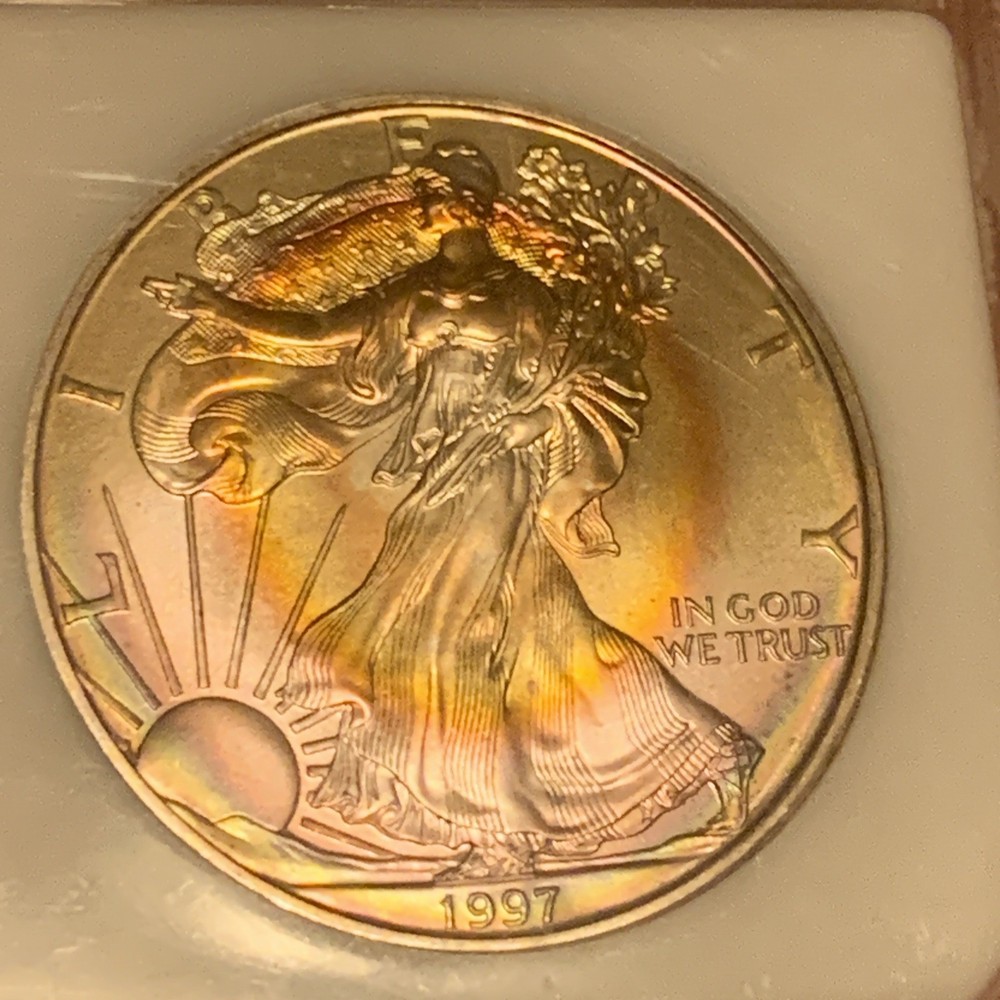 1997 American Silver Eagle $1 PCI MS70 Beautiful Toner