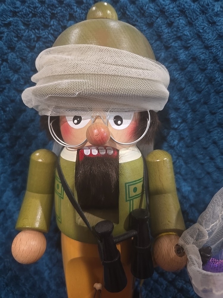 Vintage Steinbach Nutcracker Bug Collector W/Bug Net, Specimens & Ladybug