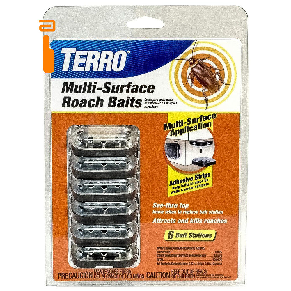 TERRO T500 Indoor Multi-Surface Roach Bait Stations - 1 Pack, Black