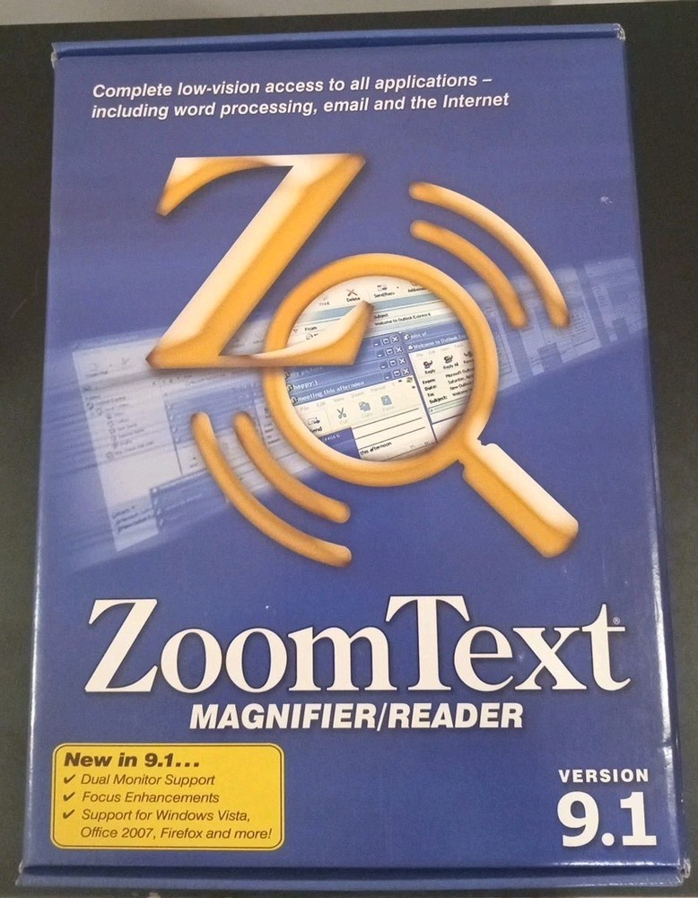 ZoomText MAGNIFIER & SCREEN READER Ver 9.1 Ai Squared Zoom WINDOWS Vista/XP/2000