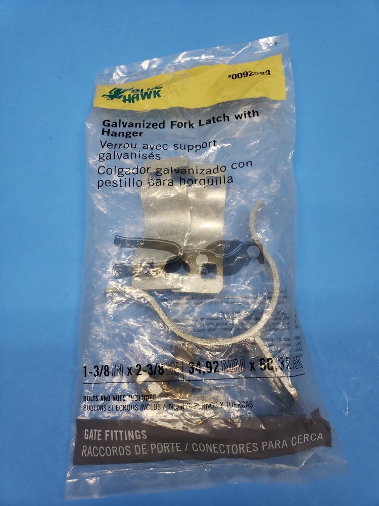 Blue Hawk Galvanized Yard Gate Fork Latch w/ Hanger 1-3/8" x 2-3/8" Heavy Duty