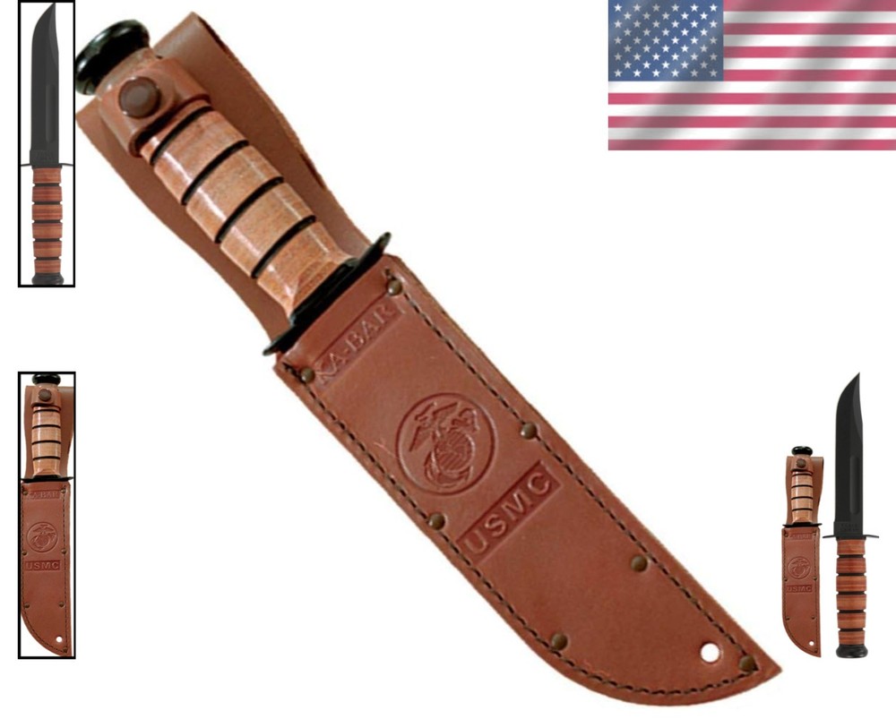 Marine Corps Straight Edge Knife, Leather Sheath
