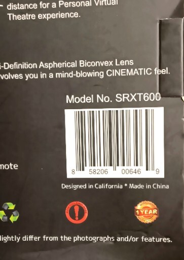 SUZIKA 3D Virtual Reality HeadGear/ Remote Control SRXT600 NEW