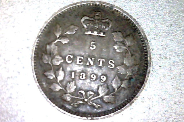 1899 XF, lower mintage, Canada 5 Cent Silver