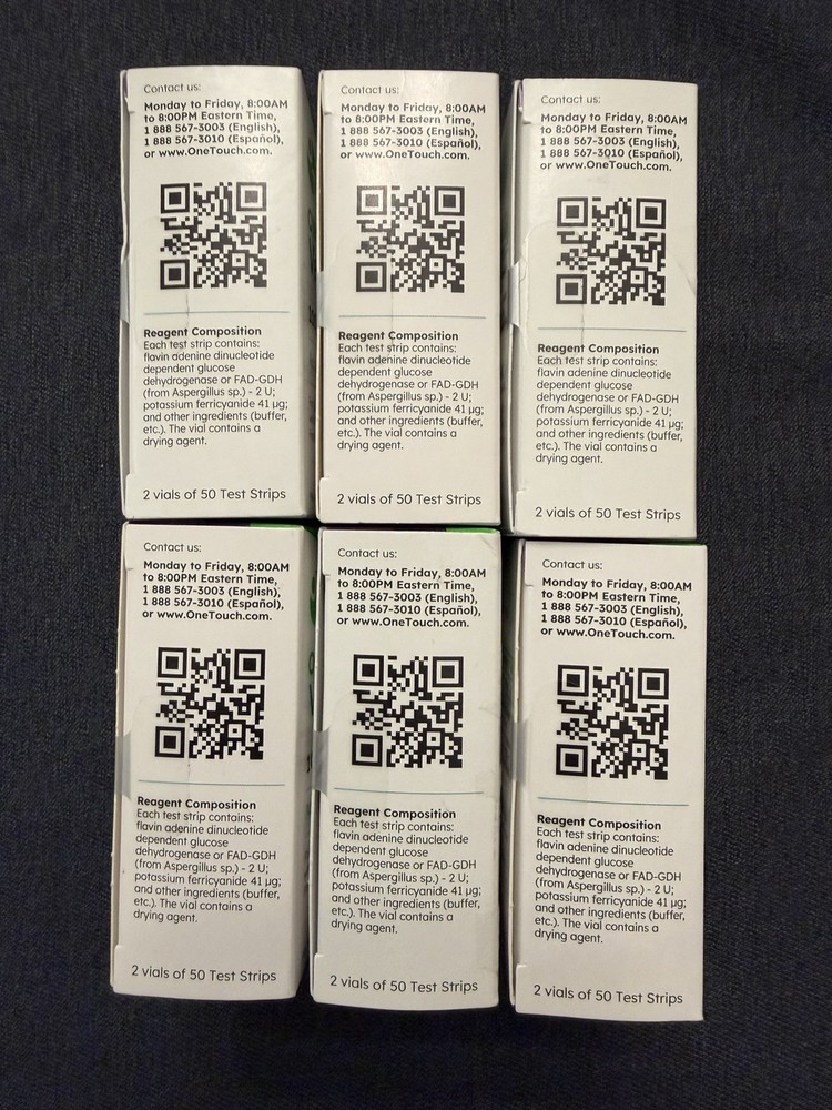 OneTouch Verio Test Strips 600 Count (6x 100ct Boxes)