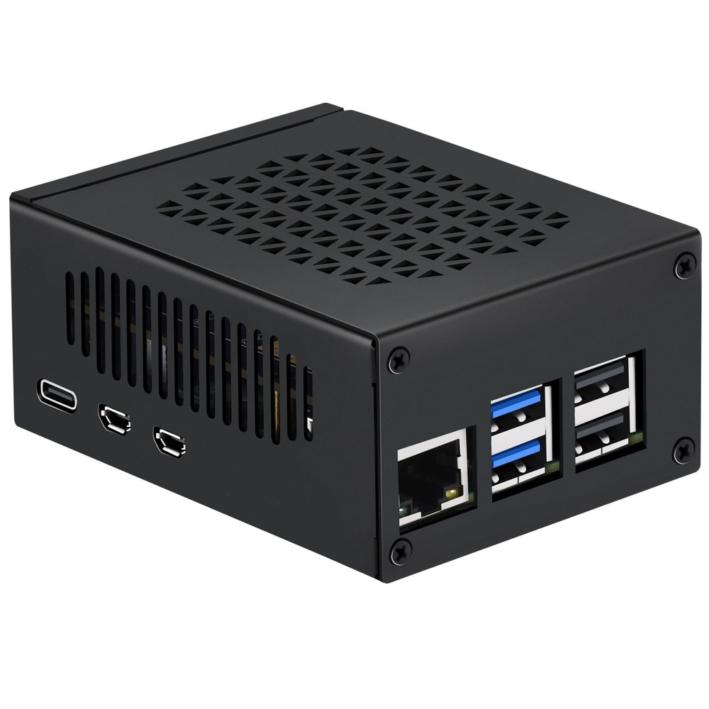 Metal Case for Raspberry Pi 5, Support 5 Active Cooler, PCIe Black