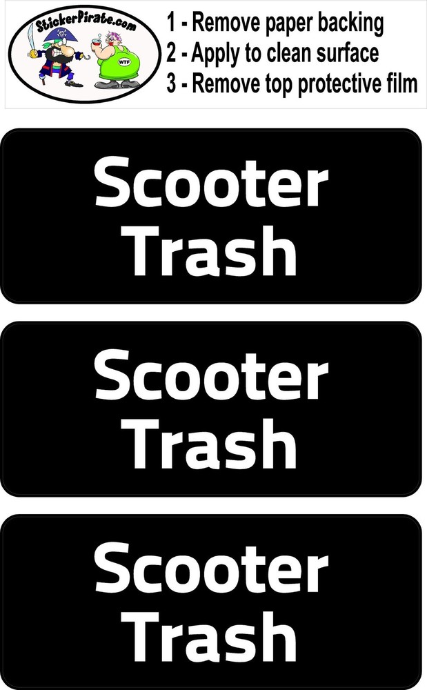 3 - Scooter Trash Hard Hat Biker Helmet Sticker Bs493 3