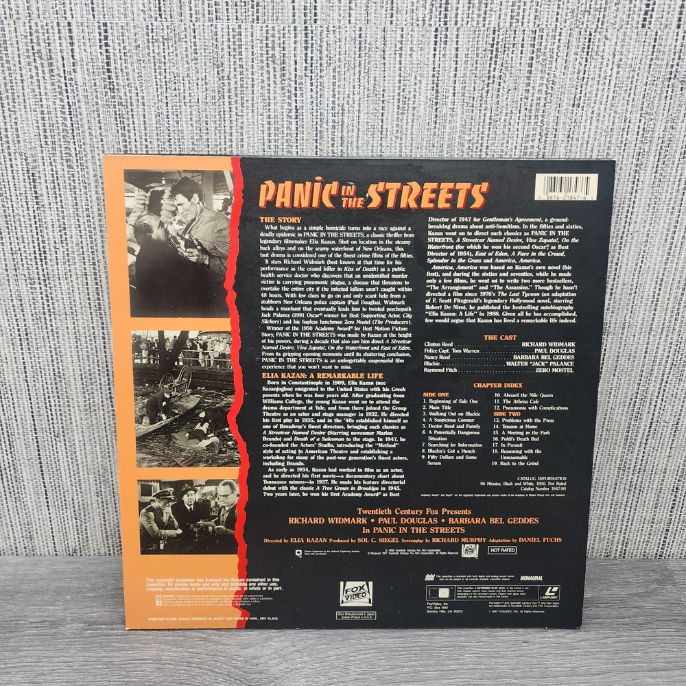 PANIC IN THE STREETS - Richard Widmark - LASERDISC!